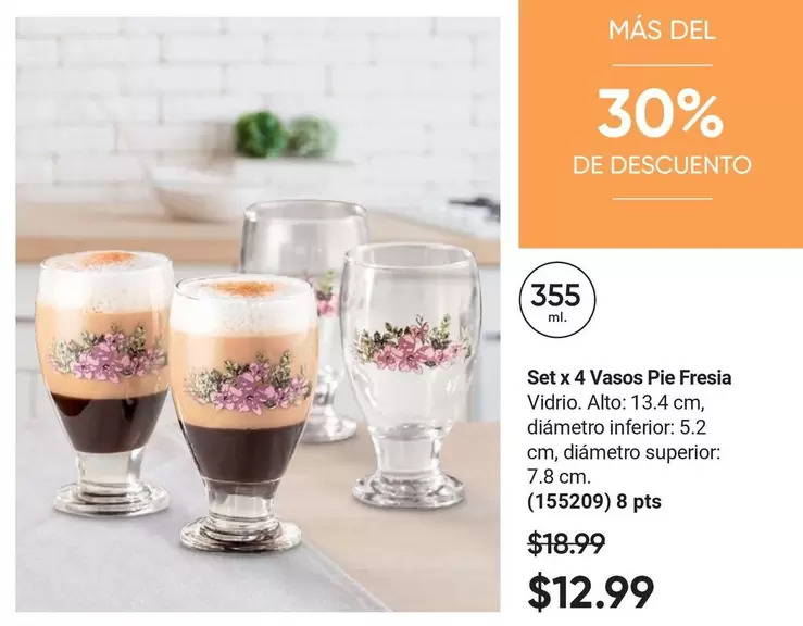 Set x 4 Vasos Pie Fresia