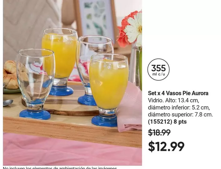 Elementos - Set x 4 Vasos Pie Aurora