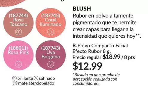 Rosa - BLUSH Rubor en polvo (187744 Toscano; 187745 Iluminado; 188011 Pink; 187743 Uva Borgoña)