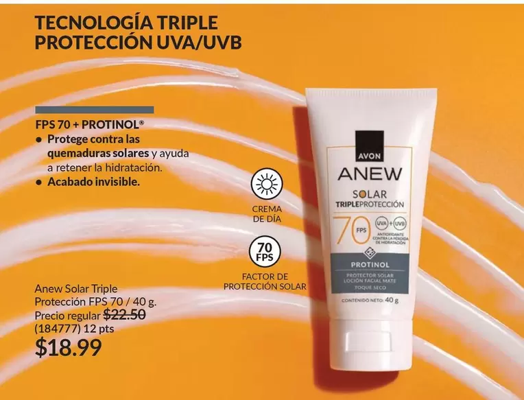 Avon - Solar Triple Protección Uva/Uvb FPS 70