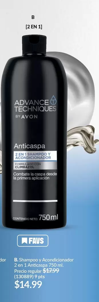 Avon - Advance Techniques 2 en 1 Anticaspa Shampoo y Acondicionador