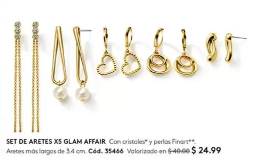 Finart - SET DE ARETES X5 GLAM AFFAIR Cód. 35466