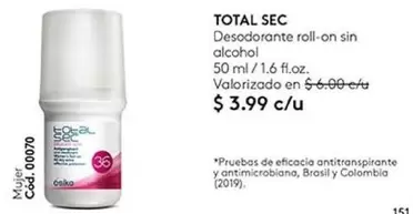 Brasil - TOTAL SEC Desodorante roll-on sin alcohol Cód. 00070