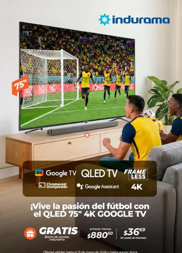 Indurama - QLED TV 75" 4K GOOGLE TV