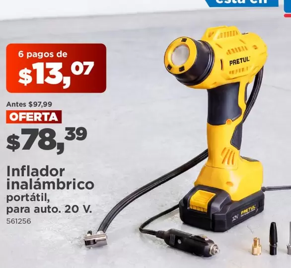 Inflador inalámbrico portátil, para auto.