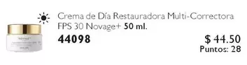 Crema de Día Restauradora Multi-Correctora FPS 30 Novage+ 44098