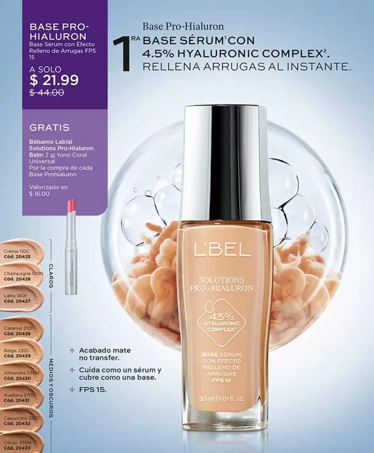 L'bel - Base Pro-Hialuron Base Sérum con 4.5% Hyaluronic Complex