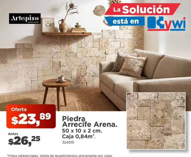 Piedra Arrecife Arena. 50 x 10 x 2 cm. Caja 0,84m².