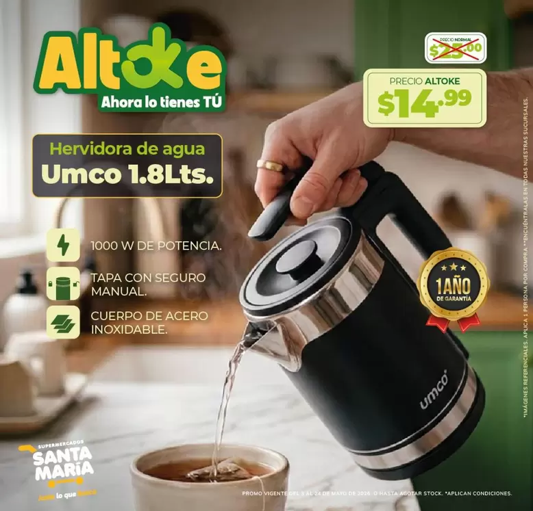 Umco - Hervidora de agua 1.8Lts.