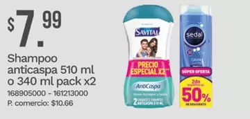 Shampoo anticaspa 510 ml o 340 ml pack x2 168905000 - 161213000
