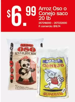 Oso - Arroz o Conejo saco 20 lb 257216000 - 257232000