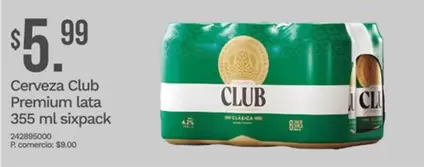 Cerveza Club Premium lata 355 ml sixpack