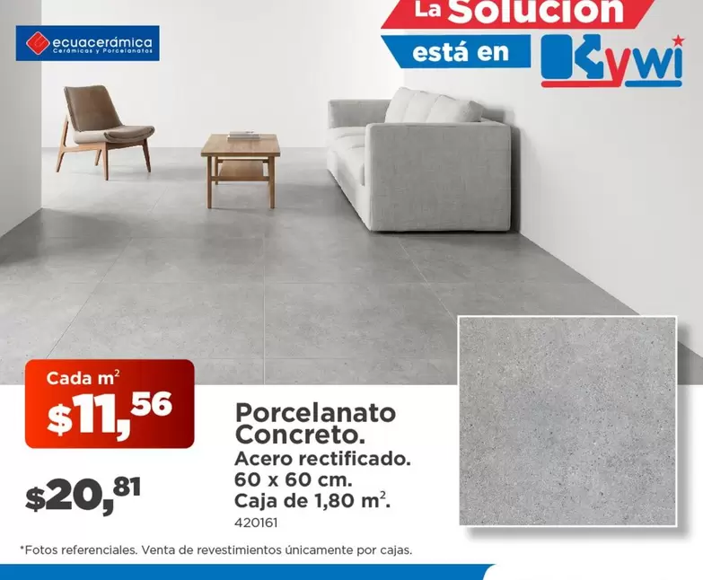 Porcelanato Concreto. Acero rectificado.