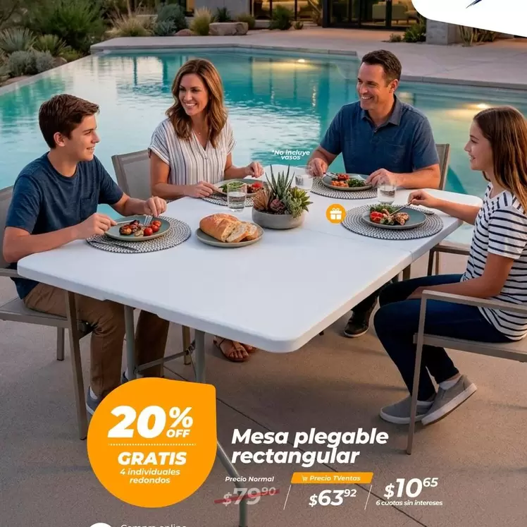 Mesa plegable rectangular