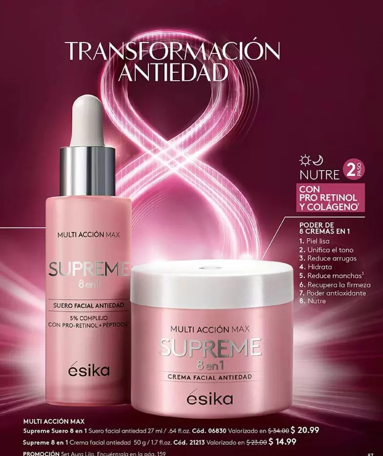 Pro - Supreme 8 en 1 Multi Acción Max Crema Facial Antiedad