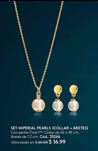 Finart - SET IMPERIAL PEARLS (COLLAR + ARETES) Collar + Aretes. Cód. 35266