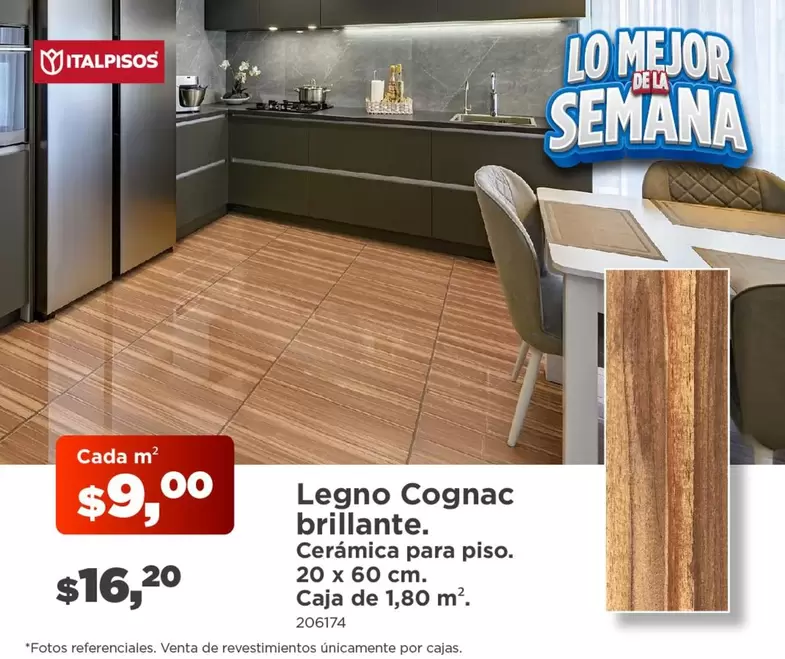 Legno Cognac brillante. Cer0mica para piso. 20 x 60 cm.