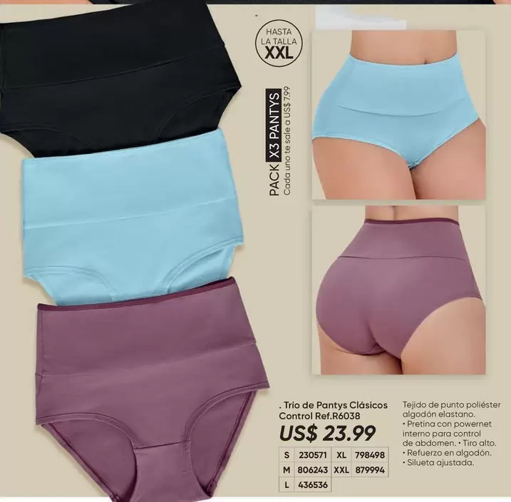 uno - Trio de Pantys Clásicos Control Ref R6038