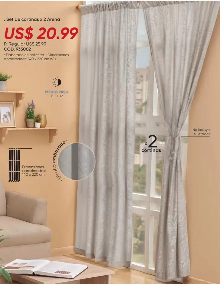 Set de cortinas x 2 Arena CÓD. 935032