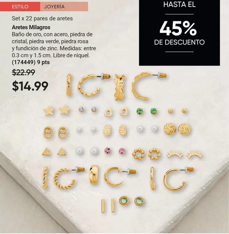 Verde - Set x 22 pares de aretes