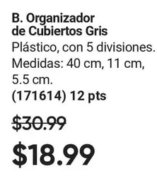 B. Organizador de Cubiertos Gris (171614) 12 pts