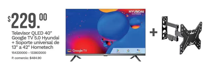 Televisor QLED 40" Google TV 5.0 + Soporte universal de 13" a 42"