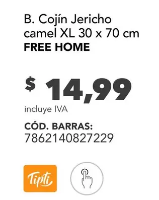 Free - Cojín Jericho camel XL 30 x 70 cm