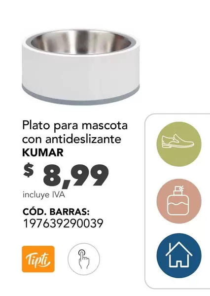 Plato para mascota con antideslizante