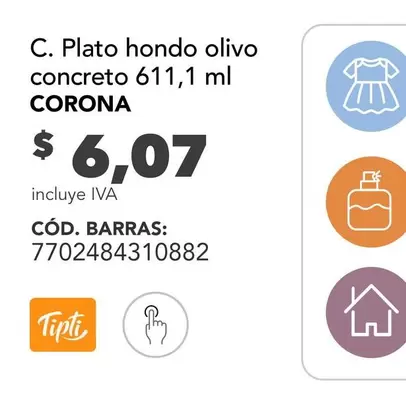 C. Plato hondo olivo concreto 611,1 ml