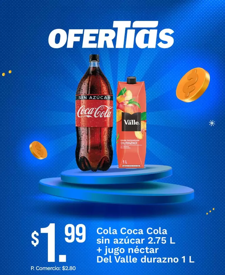 Coca Cola - Cola sin azúcar + jugo néctar durazno