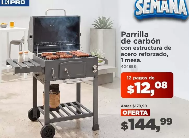 Pro - Parrilla de carbón con estructura de acero reforzado, 1 mesa
