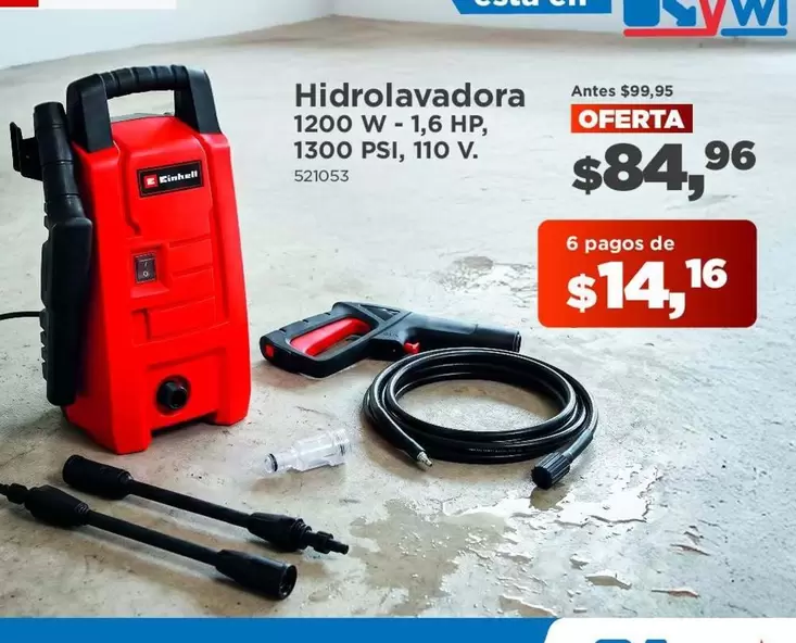 HP - Hidrolavadora 1200 W - 1,6 , 1300 PSI, 110 V. 521053