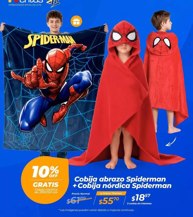 Imágenes - Cobija abrazo Spiderman + Cobija nórdica Spiderman