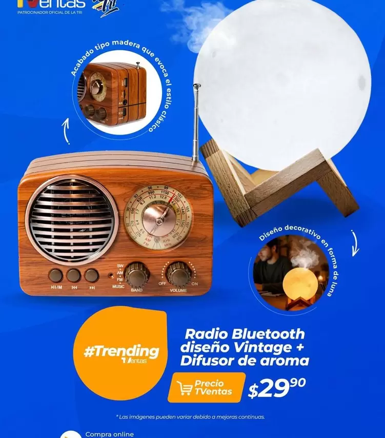Luna - Radio Bluetooth Diseño Vintage + Difusor de aroma