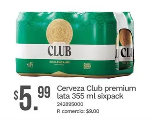 Cerveza premium lata 355 ml sixpack