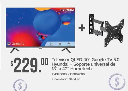 Televisor QLED 40" Google TV 5.0 + Soporte universal de 13" a 42"