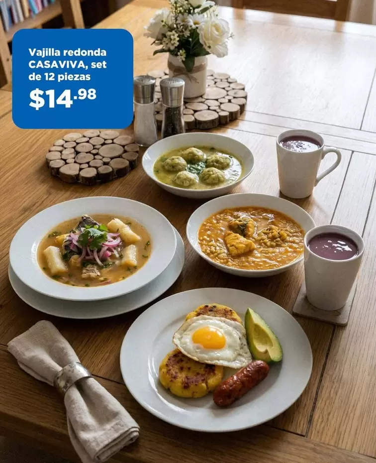 Vajilla redonda, set de 12 piezas
