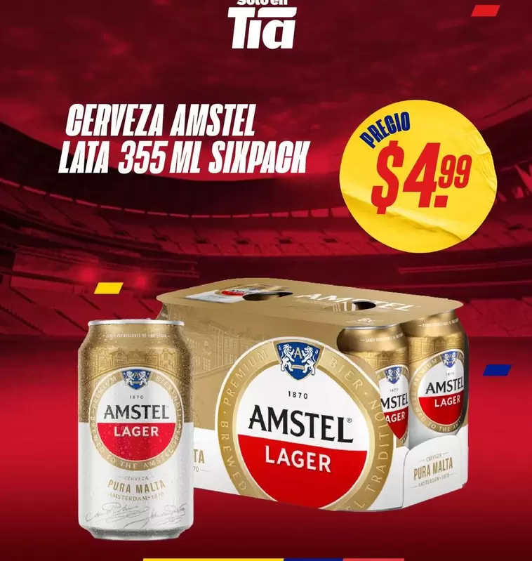 TIA - CERVEZA AMSTEL LATA 355 ML SIXPACK
