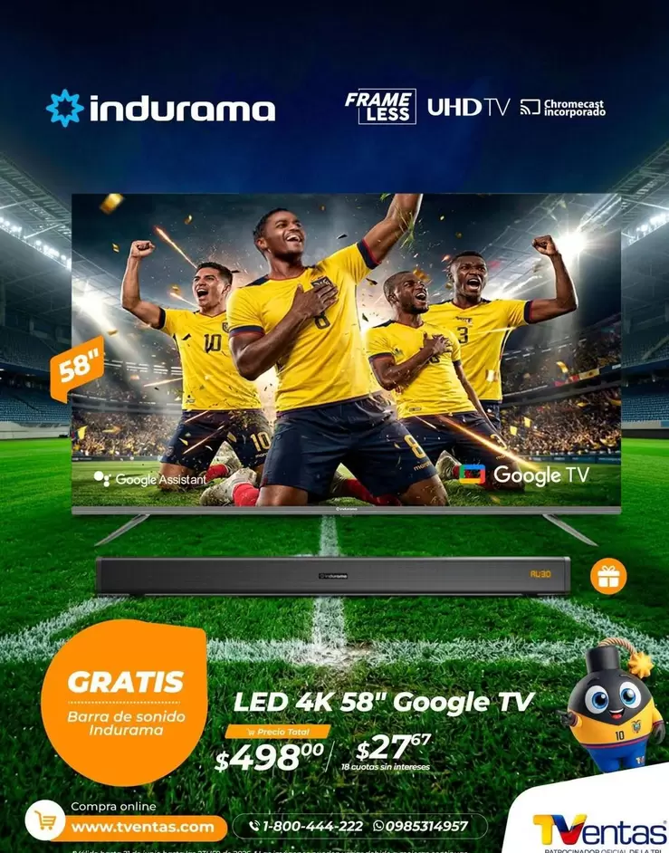 Indurama - LED 4K 58" Google TV