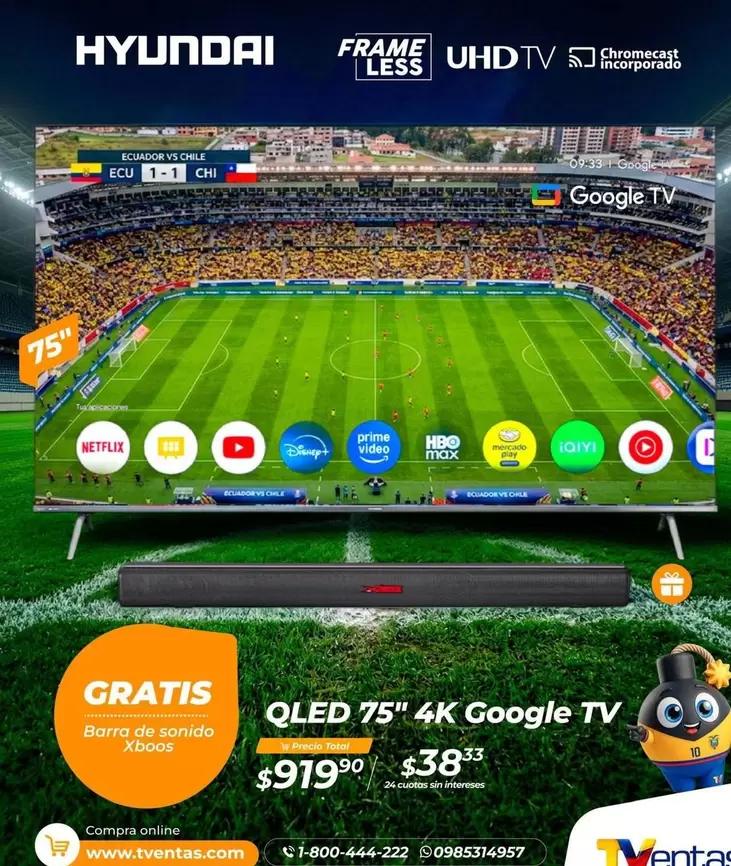 Netflix - QLED 75" 4K Google TV