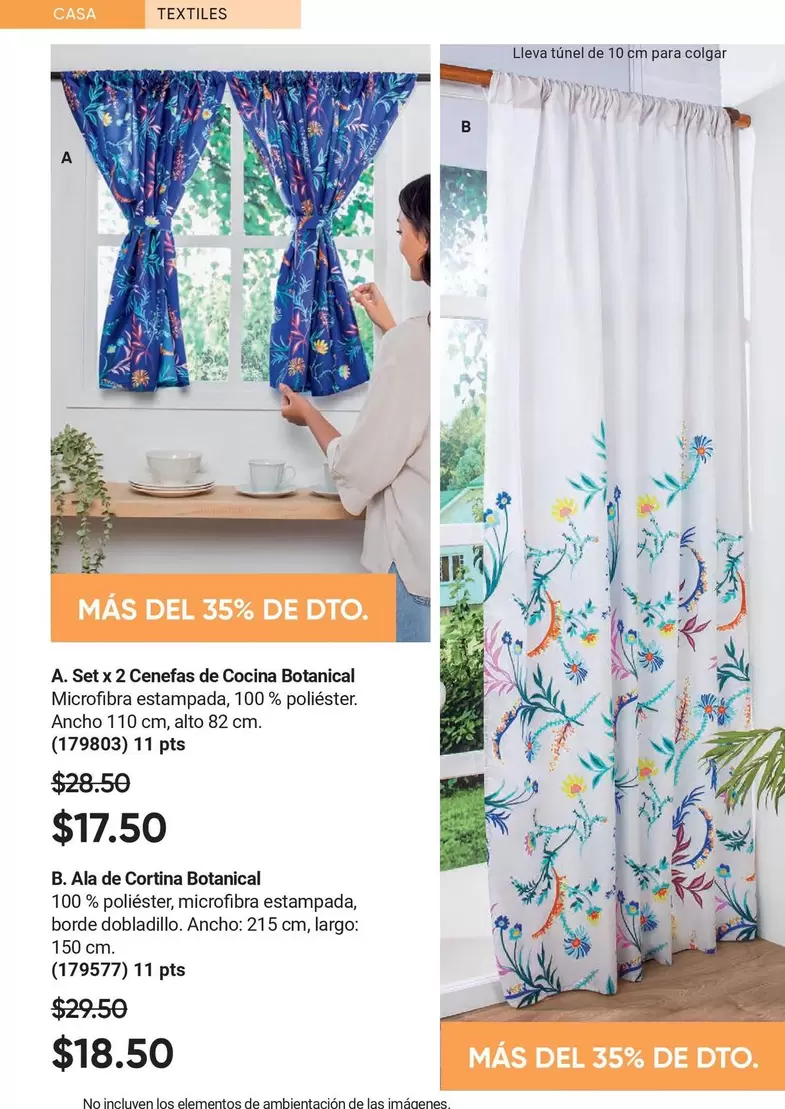 Elementos - Set de 2 Cenefas de Cocina Botanical Microfibra estampada