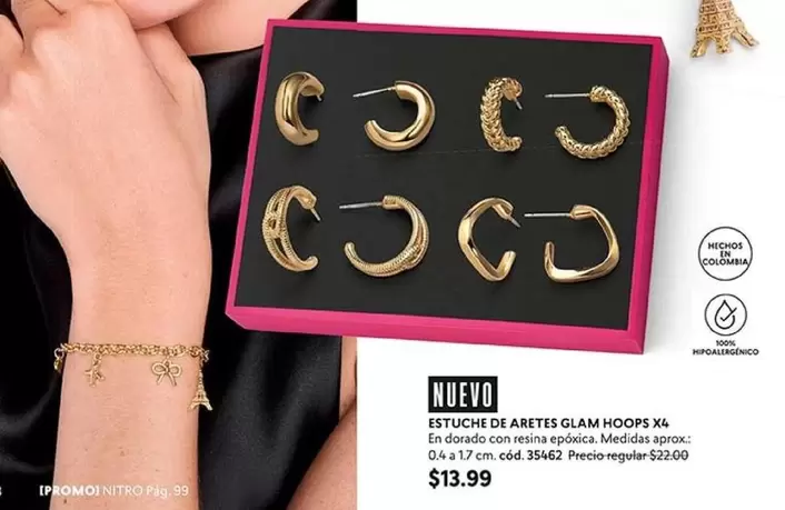 Colombia - ESTUCHE DE ARETES GLAM HOOPS X4
