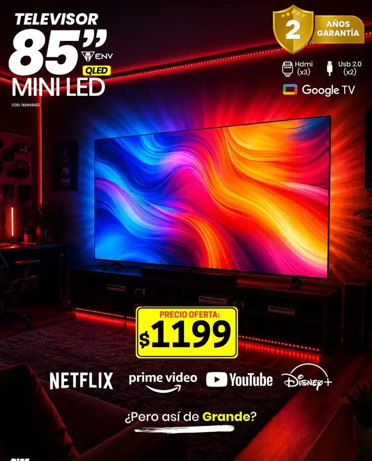 Netflix - TELEVISOR 85" MINI LED QLED
