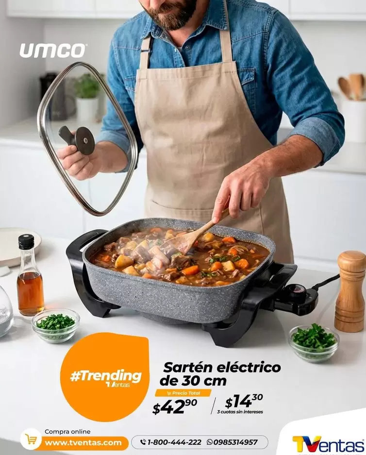 Umco - Sartén eléctrico de 30 cm