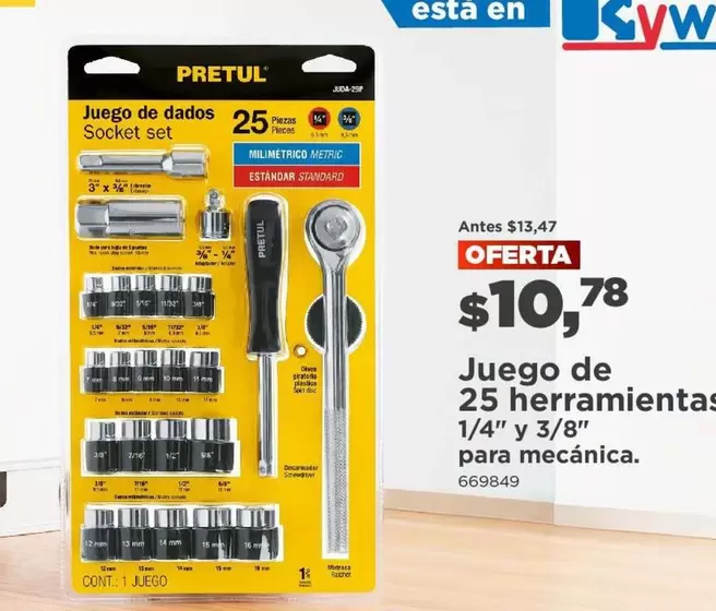 Juego de 25 herramientas 1/4" y 3/8"
