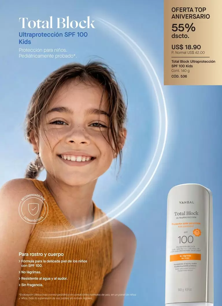 Yanbal - Total Block Ultraprotección SPF 100 Kids