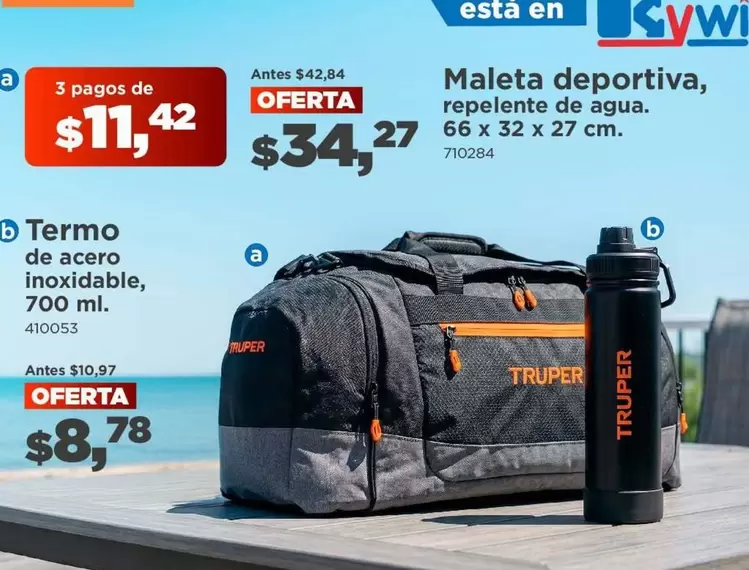 Maleta deportiva, repelente de agua. 66 x 32 x 27 cm. 710284