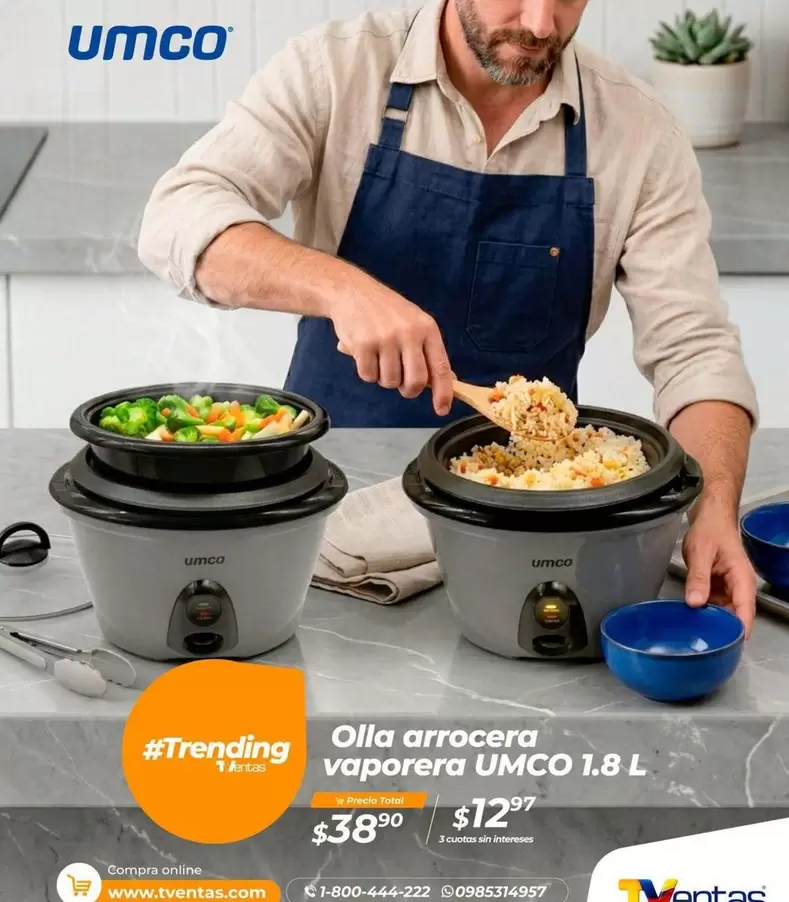 Umco - Olla arrocera vaporera UMCO 1.8 L