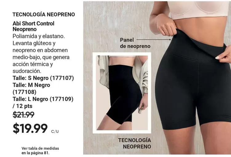 Negro - Abi Short Control Neopreno