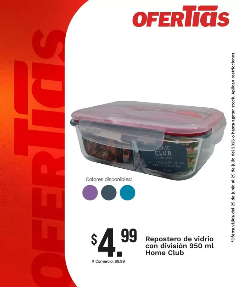 Repostero de vidrio con división 950 ml